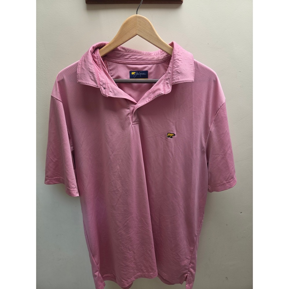 Jack Nicklaus Golden Bear Mens Pink Golf Polo Shirt Size Large Short Sleeve